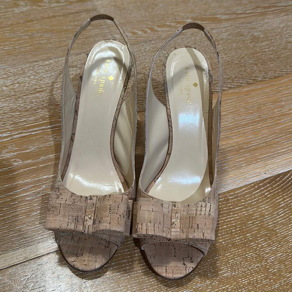 Kate Spade Billion Bow Cork Slingbacks Size 9